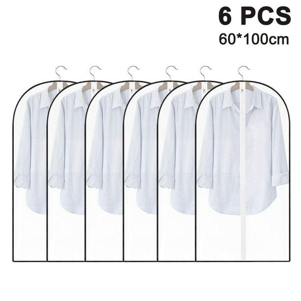 Bolsa para ropa (6 unidades, 60 x 100 cm), transparente, para guardar ropa, chaquetas, abrigos y trajes a largo plazo, protege contra el polvo y las polillas.