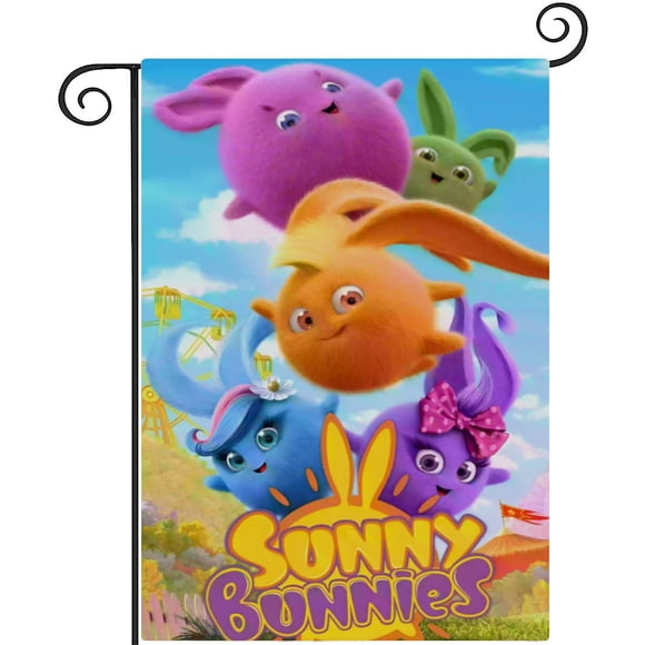 Sunny Bunnies-bandera de jardín temática. Regalo perfecto para fans, amigos y familiares, ideal para actividades al aire libre y decoración de fiestas.28CM*45CM