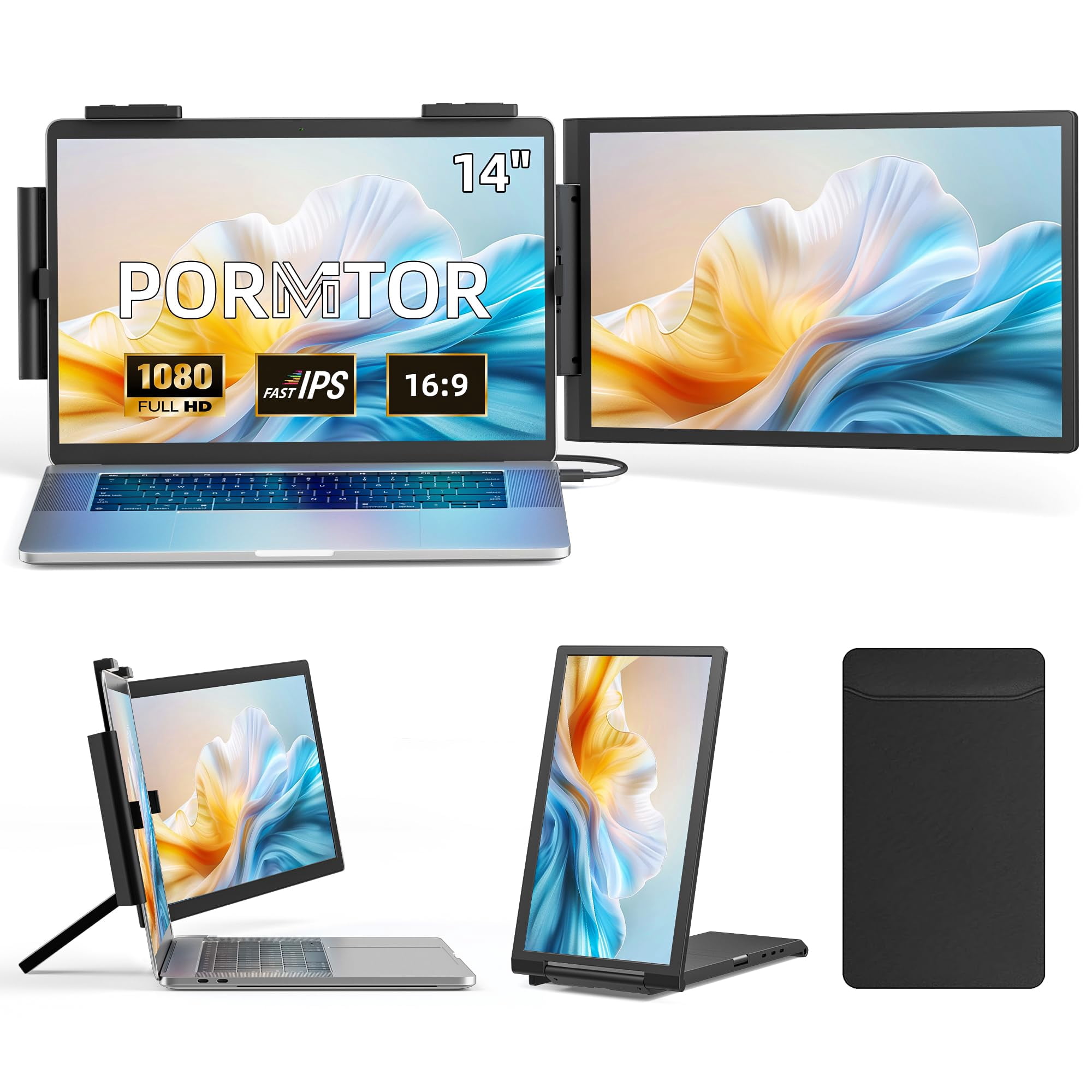 Extensor De Pantalla Para Laptop Pornitor 14" Fhd Ips Usb-c Hdmi