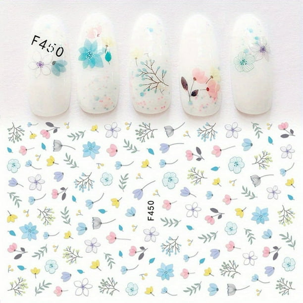 Elegant 3D Floral Nail Art Stickers - Plum Blossom, Sunflower, and Flower Sliders - Self-Adhesive Manicure Decoration