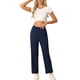 thumbnail image 2 of Pantalones de pijama de algodón para mujer INSPIRE CHIC, suaves y transpirables, pantalones de dormir con bolsillos y cintura elástica L Azul profundo y negro, 2 of 6