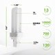 thumbnail image 2 of Bombilla CFL KOR 13W Pack de 4 unidades 3500K Base GX23-2, 2 of 7