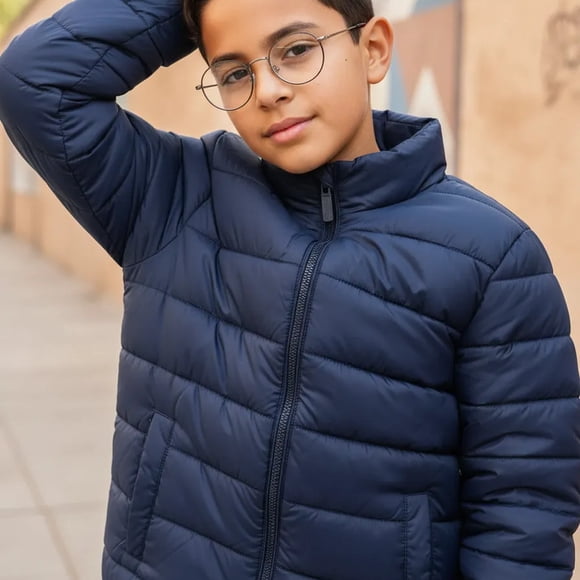 Parka Impermeable Acolchada Con Polar Niño