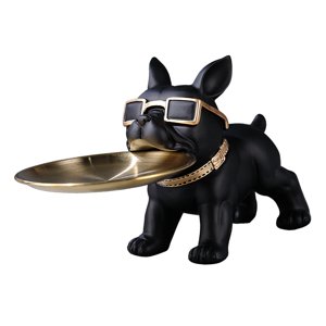 Bothyi - Estatua De Bulldog, Escultura De Perro Moderna Nórdica Bonita Para Estantería, Dormitorio, Oficina, Negro