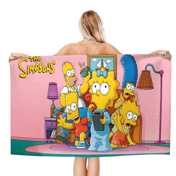 Los Simpson Toalla de playa de secado rápido con diseño temático, regalo para mujeres y niñas, ideal para cumpleaños, fans, amantes de la música, uso en la playa o al aire libre, 78 × 180 cm
