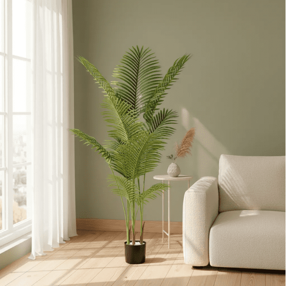 Palmera Artificial Decorativa 150 Cm Con Macetero