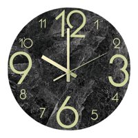 Bothyi - Reloj De Pared Silencioso Con Brillo Luminoso De 12 Pulgadas, Reloj De Noche Silencioso De Cuarzo Oscuro Para Dormitorio, Negro