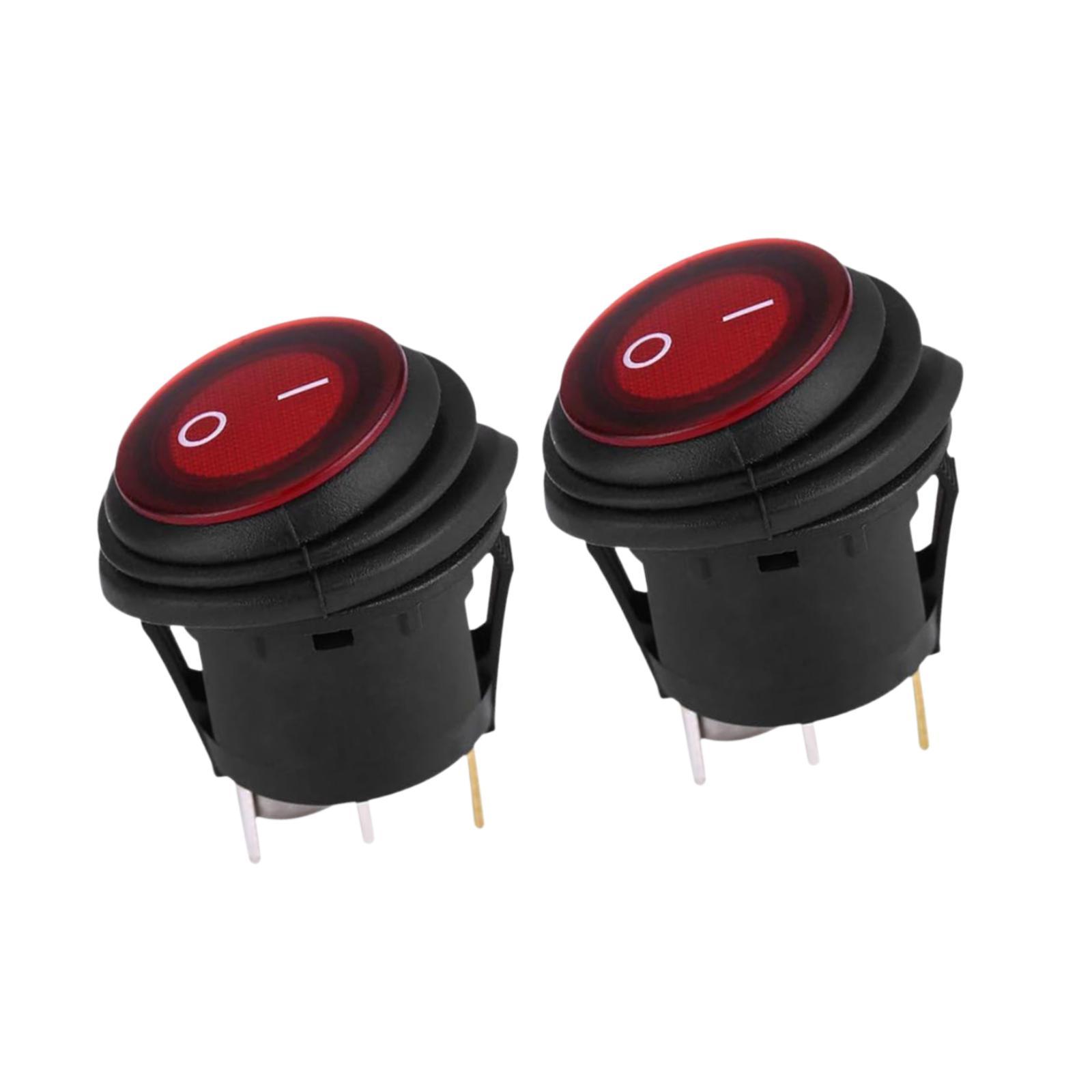 Ioensy - 2 Uds Interruptor Basculante Redondo Impermeable 3 Pines Encendido Apagado Para Camión Marino Rv