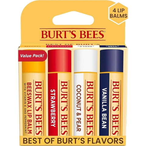 Paquete De Bálsamo Labial Burt'S Bees, Cera De Abejas, Fresa, Coco Y Pera