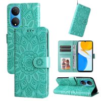 Funda Tipo Cartera Foxdock Para Honor X7 , Diseño Girasol En Relieve, Cuero Pu, Cierre Magnético, Soporte Y Tarjetero