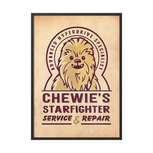Creango - Cuadro Poster Enmarcado Star Wars Chewbacca Decorativo