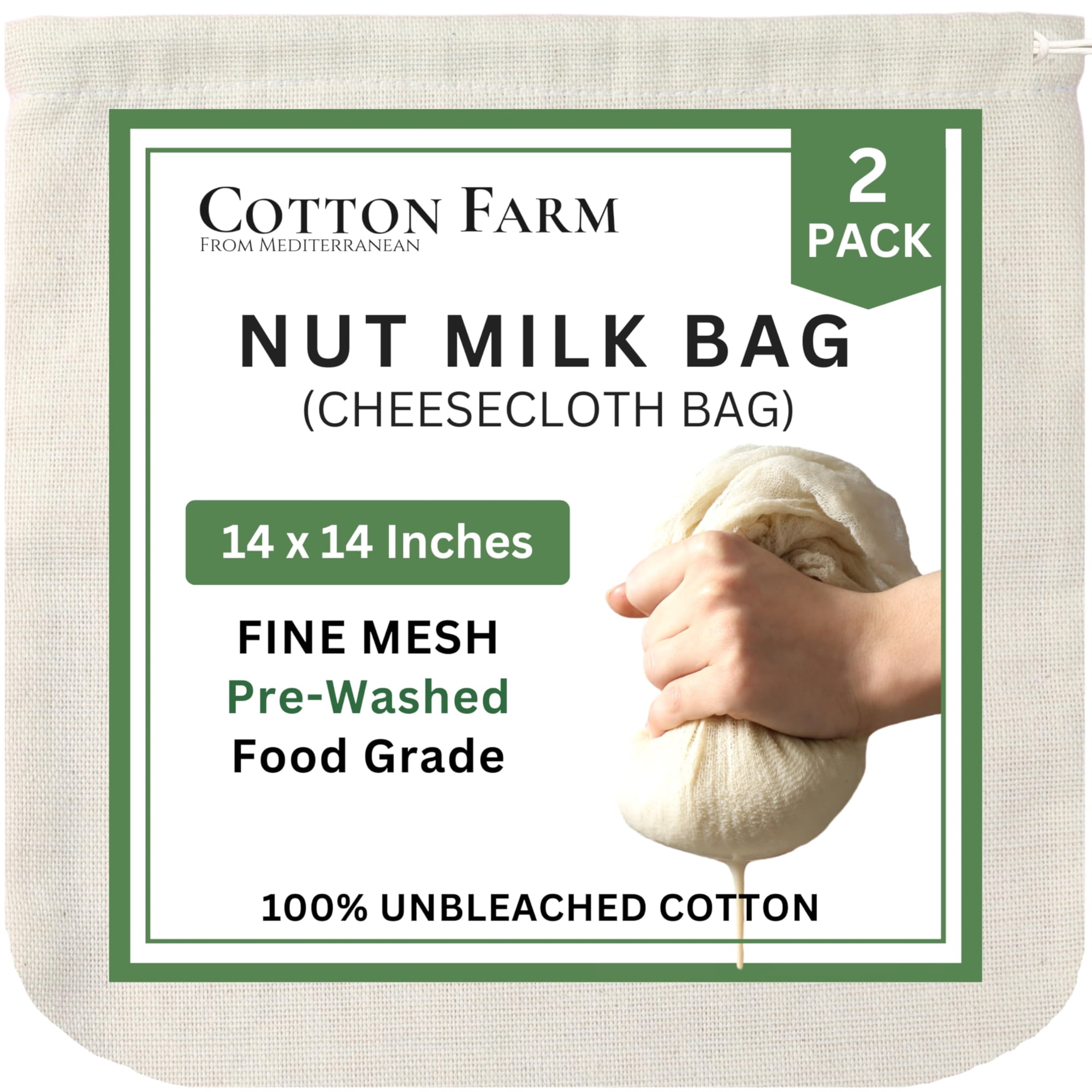 Cotton Farm From Mediterranean - Bolsa De Tela Para Leche De Frutos Secos Y Queso Cotton Farm Ultra Dense Xl