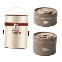 Bothyi - 2X Lonchera Aislada Lonchera Redonda Bento Box Para Senderismo Hogar Estudiante Café