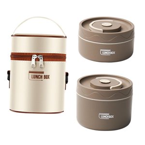 Bothyi - 2X Lonchera Aislada Lonchera Redonda Bento Box Para Senderismo Hogar Estudiante Café