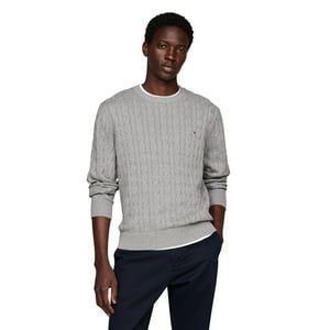 Jersey Tommy Hilfiger Para Hombre, Algodón, Cuello Redondo, Gris