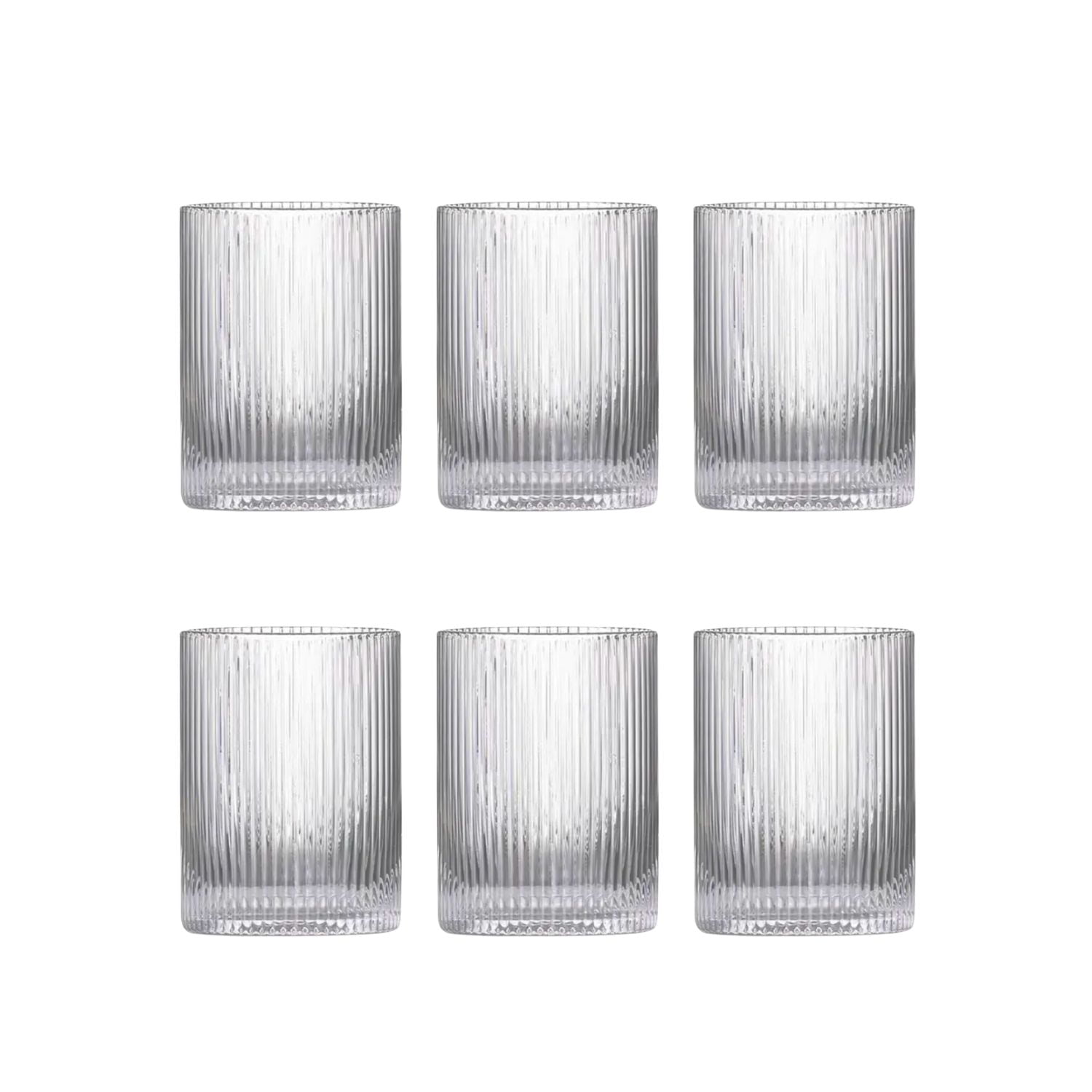 Click Ventas - Set 6 Vasos Vidrio Rallas 326ml