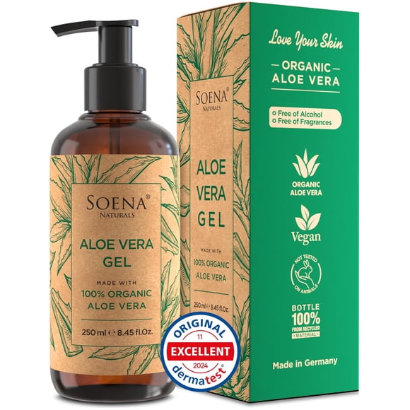 Gel de aloe vera Soena Naturals, orgánico y vegano, 100 ml, Alemania