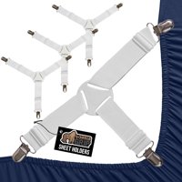 Soportes Para Sábanas Gorilla Grip (Patente Pendiente De Patente), Paquete De 4, Color Blanco