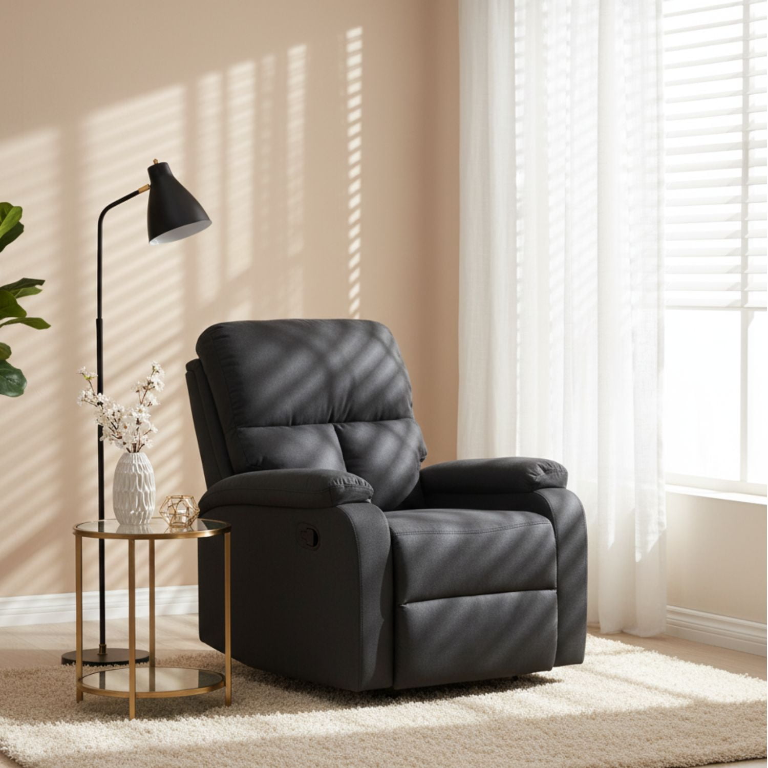 Daniels - Berger Reclinable Moderno De Lino Negro Matheus Vs8070bbl