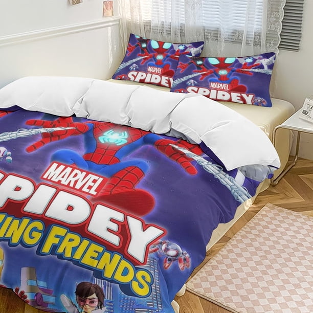 Spider-Man 3-Piece Twin Bed Set - Includes 1 Single Quilt And 2 Pillow Cases Bedding - Fade Resistant Microfiber - Spider