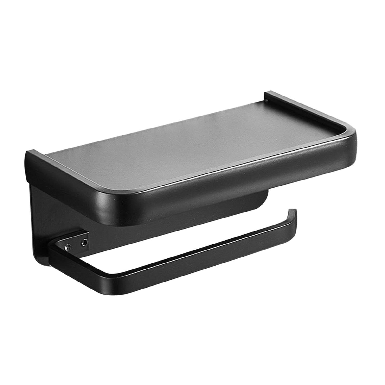 Bothyi - Soporte De Papel Higiénico Con Estante Adhesivo Sin Perforaciones Para Colgar En La Pared Para Baño Negro
