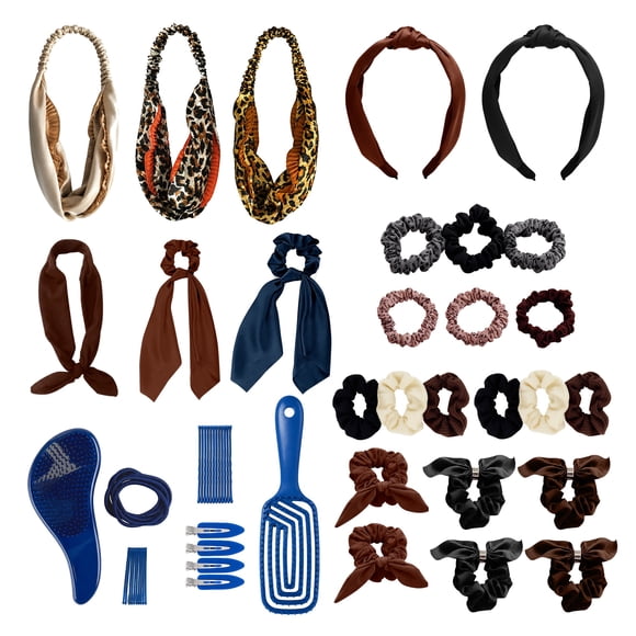 KIT DE ACCESORIOS DE CABELLO - TONOS TIERRA - 20 PIEZAS