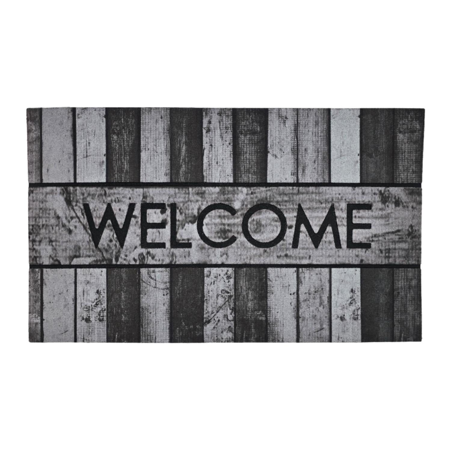 Fliperex - Alfombra Limpiapies Felpudo Alfombra De Entrada Welcome Gris Negro