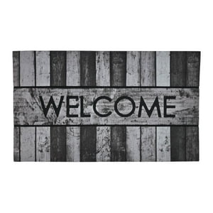 Fliperex - Alfombra Limpiapies Felpudo Alfombra De Entrada Welcome Gris Negro