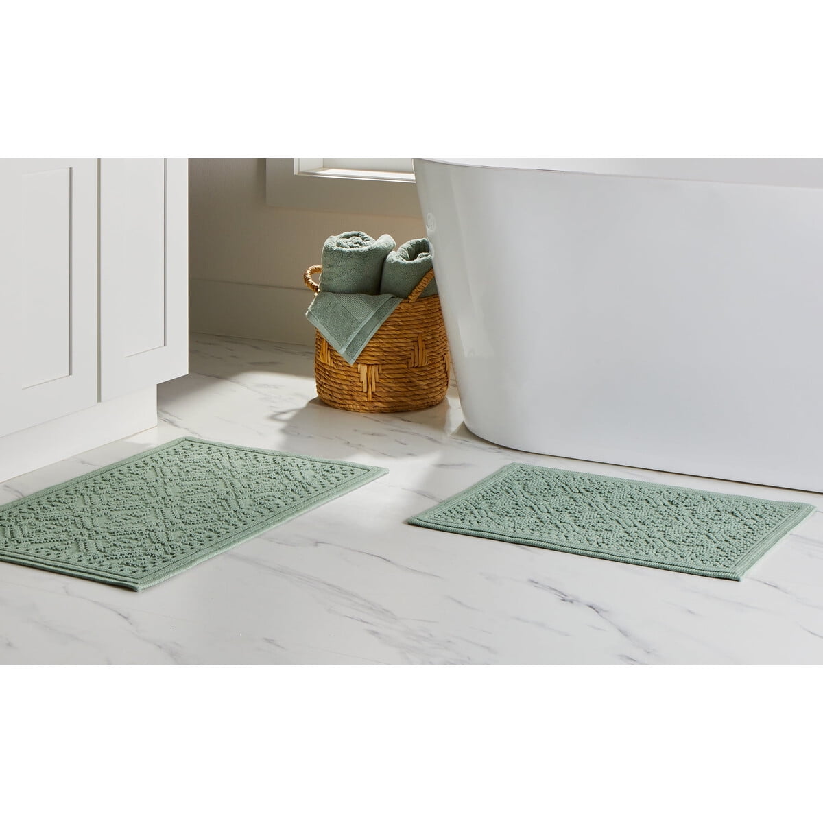 Set Alfombras Baño Better Homes Gardens Katti Lattice Verde 2 Piezas