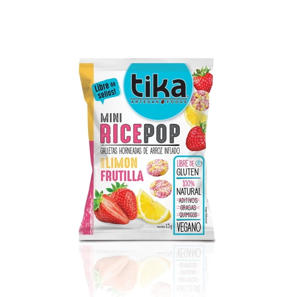 Galletas Arroz Mini Rice Pop Frutilla Limón, 15 g