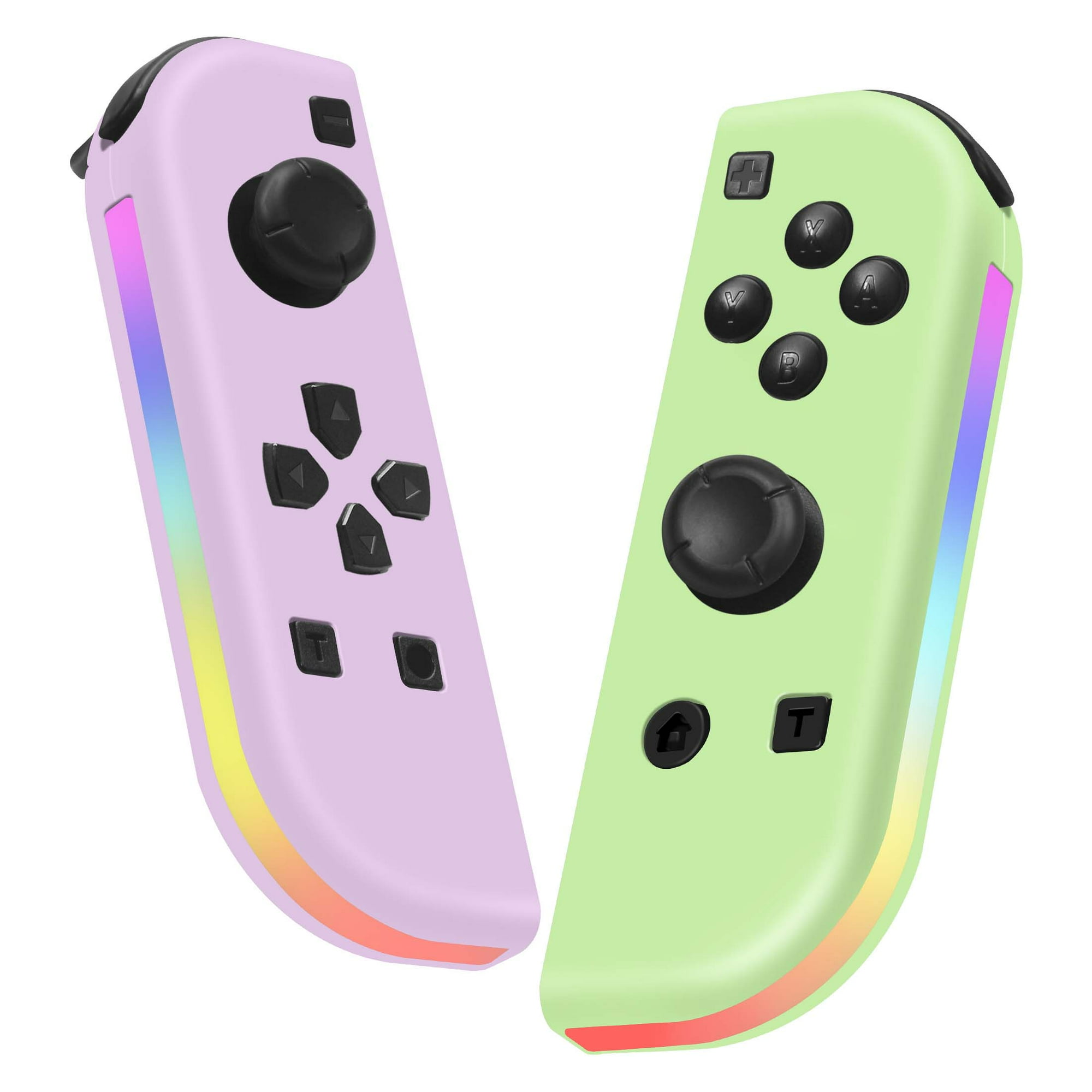 Genérico - Mando Inalámbrico Para Nintendo Switch, Joypad De Juego Con Iluminación, Función Turbo Y Vibración Dual, En Morado Y Verde