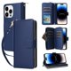 thumbnail image 3 of Funda Cartera con Cremallera y Correa para iPhone 14 Pro Soporte y Tarjetero Azul, 3 of 6