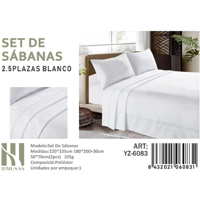 Mundo Shopping - Set De Sabanas King Color Blanco 200 Hilos + 2 Funda De Almohada