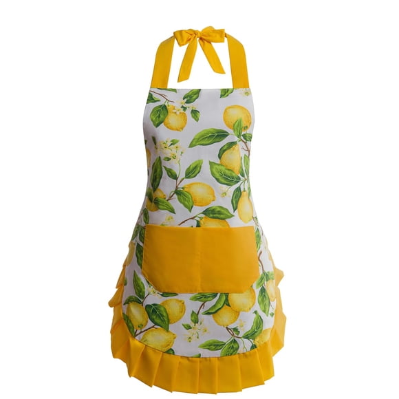 Delantal Alex Virtue Floral Vintage con Bolsillos de Limón