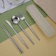 thumbnail image 1 of 5pcs/set, Cutlery, Coffee Spoon, Salad Fork, Steak Knife, Milk Spoon, Salad Fork, Meal Knife, Portable Chopsticks, Washable Dessert Spoon, Stainless Steel Flatware With Storage Box, Tableware For Rest, 1 of 5
