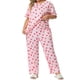 thumbnail image 4 of Agnes Orinda Conjunto de Pijamas de 2 Piezas para Mujer de Talla Grande Estampado de Cerezas Cuello Redondo Manga Corta, 4 of 6