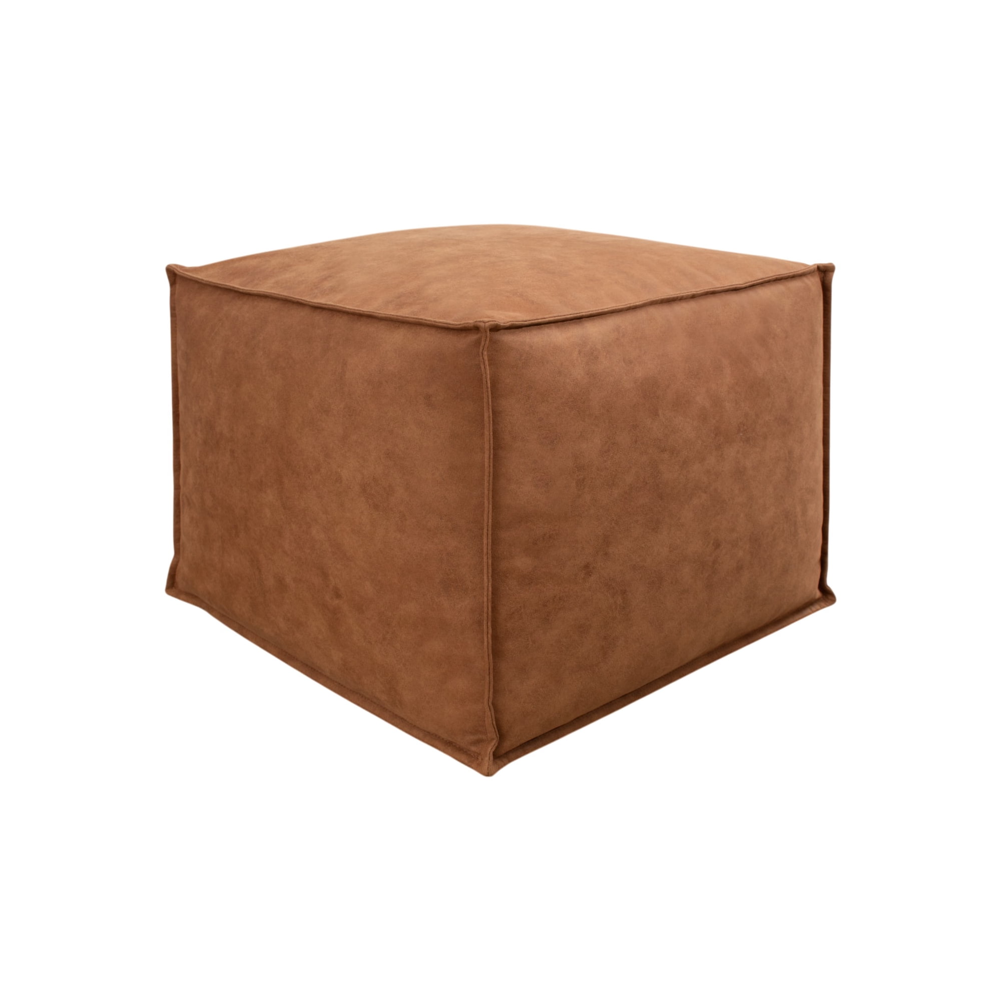Living Store - Pouf Cuadrado Boho Cuero Bonded