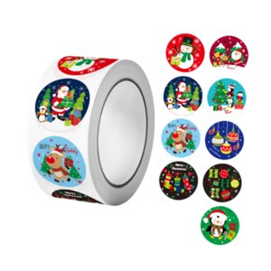 Magideal - Rollo De Pegatinas Navideñas, Pegatinas Navideñas, Calcomanías, Suministros De Fiesta Extraíbles, Pegatinas Para Sobres, Etiquetas Navideñas, Sellos P Estilo B
