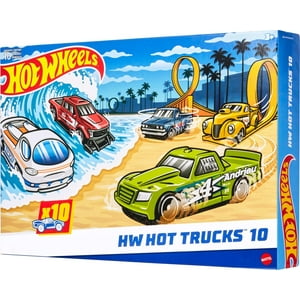 Toy Trucks Hot Wheels, Paquete De 10 Unidades, Fundidas A Presión, Escala 1:64 Para Niños Mayores De 3 Años