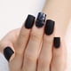 thumbnail image 2 of Uñas postizas cuadradas negras mate, cortas con brillo, cobertura total, con pegamento, 24 uñas postizas para mujeres y niñas., 2 of 7