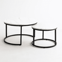 Klik Muebles - Juego De Mesas De Centro Anidadas - Diseño De Marmol Con Base Negra