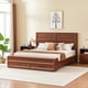 thumbnail image 1 of Cama King Size con cabecera geométrica 3D y banco de almacenamiento - almacenamiento de 4 cajones, muebles modernos de dormitorio, 1 of 6
