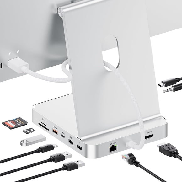 Hub USB-C PULWTOP 11 en 1 M.2 SSD 4K60 2.5G para iMac 24