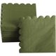thumbnail image 3 of Pack de 100 servilletas de cóctel de 2 capas, borde festoneado, verde oliva, 3 of 3