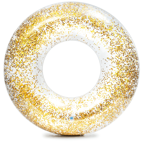 Flotador Inflable Redondo Intex Brillo 107x27 Cm Sparkling Glitter Tube Dorado
