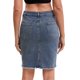 thumbnail image 3 of INSPIRE CHIC Falda de Mezclilla para Mujer de Regreso a Clases con Dobladillo Deshilachado de Cintura Alta y Estiramiento por Encima de la Rodilla en Azul Gris Oscuro Talla 2XL, 3 of 6