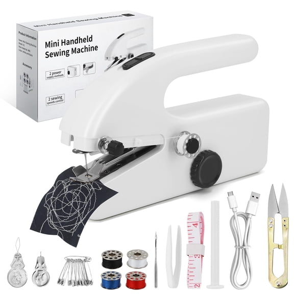 Máquina de coser manual portátil VIOXIA inalámbrica blanco y negro