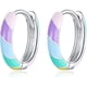 thumbnail image 1 of Pendientes de aro Huggie de plata esterlina para mujeres y niñas - Pequeños aros gruesos de arcoíris Coldeul, hipoalergénicos, esmalte multicolor, regalos de joyería de cumpleaños y Navidad para adole, 1 of 7
