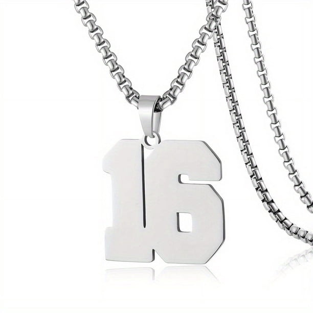 1pc Stylish Stainless Steel Men's Athletes Number Pendant Necklace - Perfect for Baseball, Basketball, and Football Teams - Long Chain Necklace with Sports Number - Ideal Gift for Boys