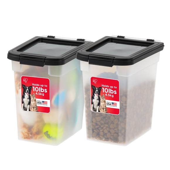Recipiente hermético para almacenar alimentos IRIS USA, 4,7 L, paquete de 2 unidades, transparente/negro
